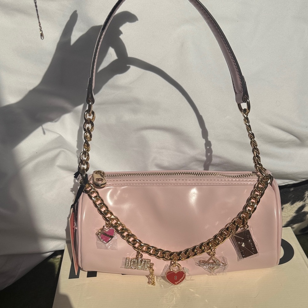 Juicy Couture Pink Barrel Bag with Gold Chain & Charms